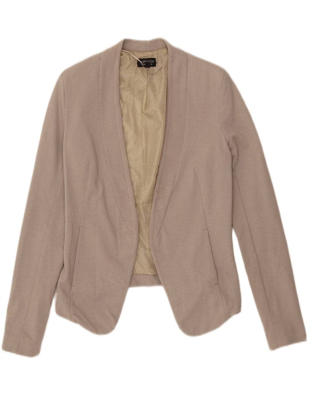 TOPSHOP Womens Open Blazer Jacket UK 8 Small Grey Viscose Vintage Topshop and Second-Hand Topshop from Messina Hembry 