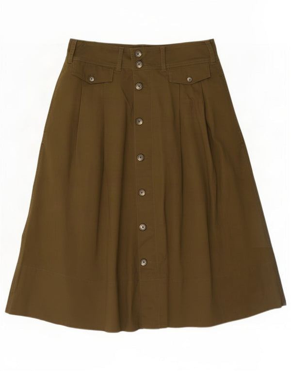 Ralph Lauren Damen-Rock in A-Linie mit hoher Taille, US 10, Größe L, W32, Khaki, Baumwolle