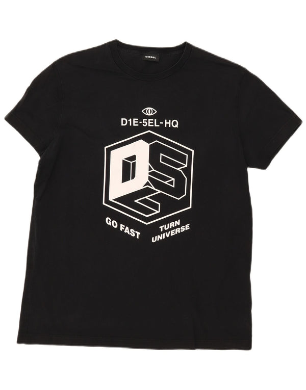 Diesel Damen Grafik T-Shirt Top UK 20 2XL Schwarz