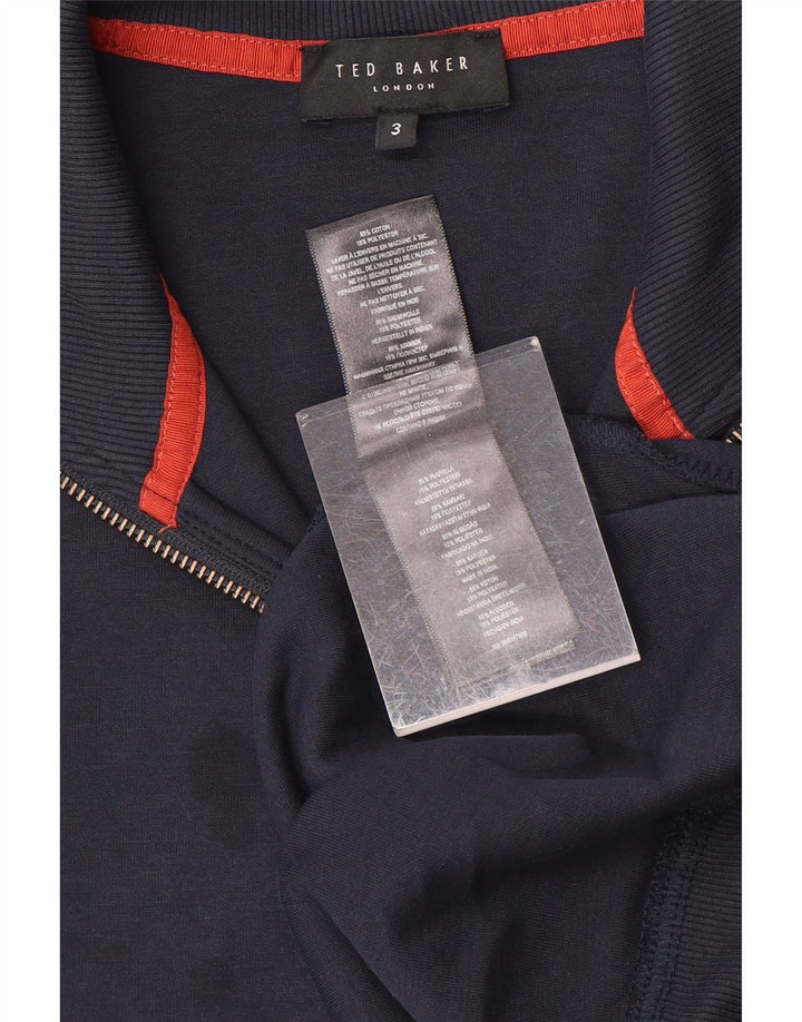 Ted Baker Herren-Sweatshirt mit Reißverschluss am Hals, Größe 3, mittelgroß, marineblau, Baumwolle
