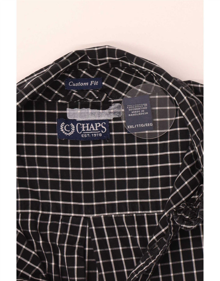 Chaps Herren-Hemd mit individueller Passform, 2XL, schwarz kariert, Baumwolle