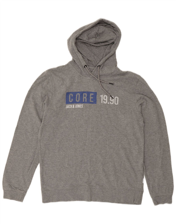 Jack & Jones Herren-Kapuzenpullover mit Grafik, mittelgrau gesprenkelte Baumwolle