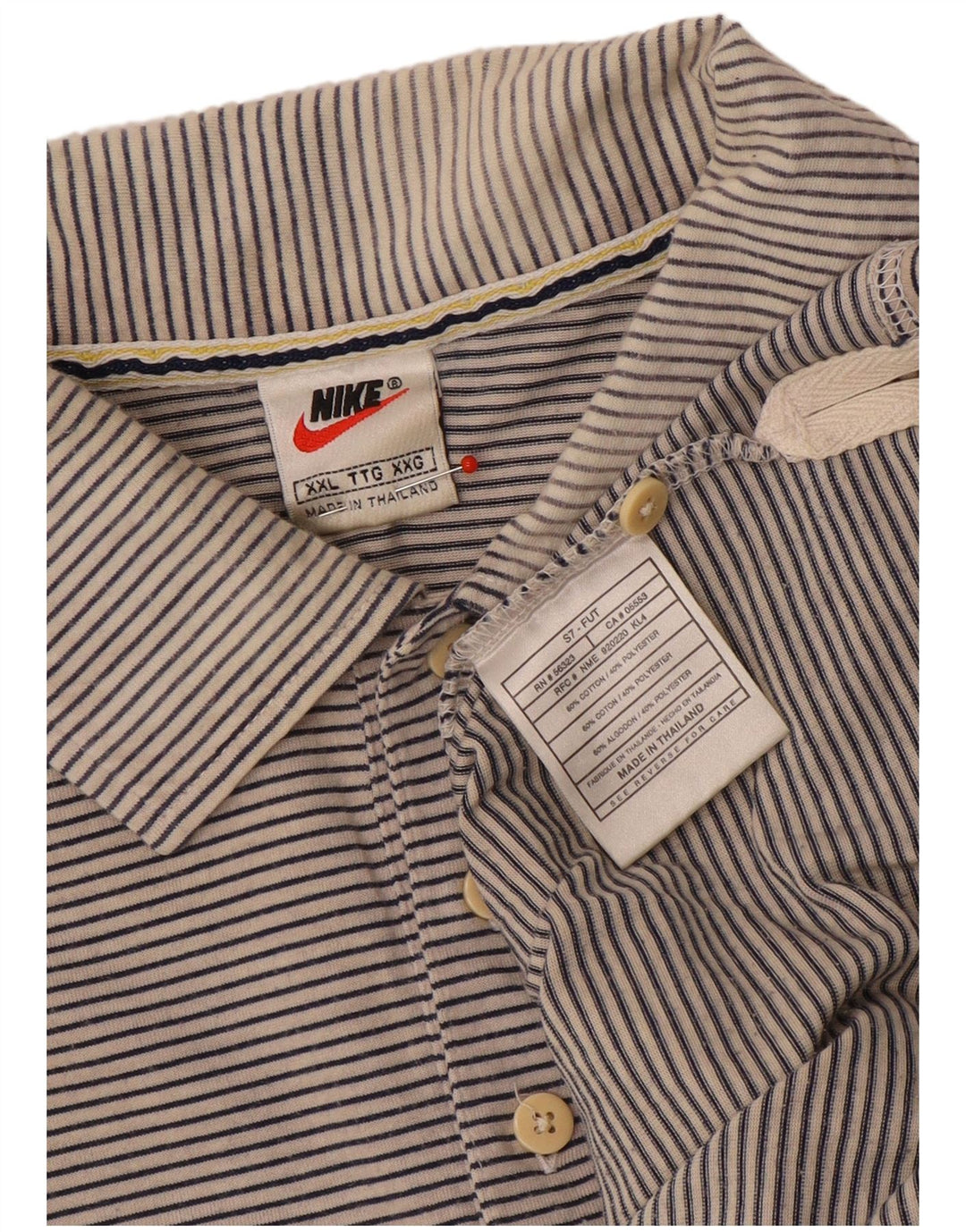 Nike Herren Poloshirt 2XL grau gestreift aus Baumwolle