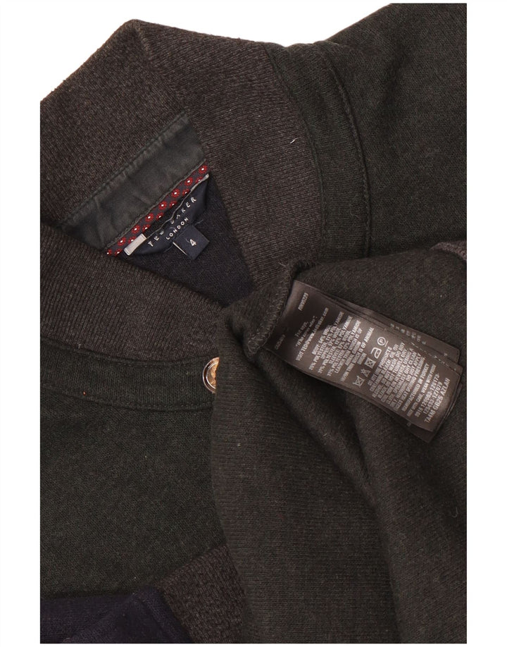 Ted Baker Herren-Bomberjacke, Größe 4, groß, marineblaue Colourblock-Wolle