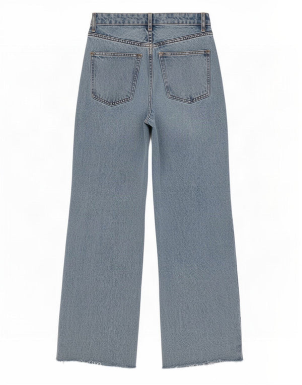 Zara Damen Distressed Jeans mit hoher Taille und weitem Bein, EU 36, XS, B26, L30, Blau