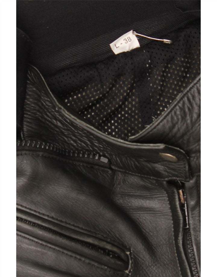 VINTAGE Damenhose EU 38 Medium W28 L27 Schwarzes Colourblock-Leder