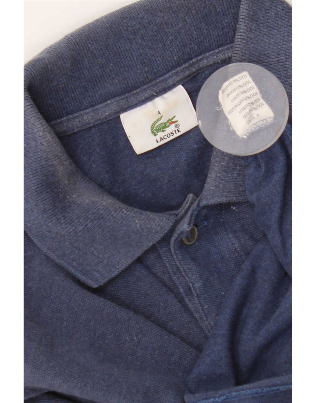 Lacoste Herren-Langarm-Poloshirt, Größe 4, mittelblaue Baumwolle