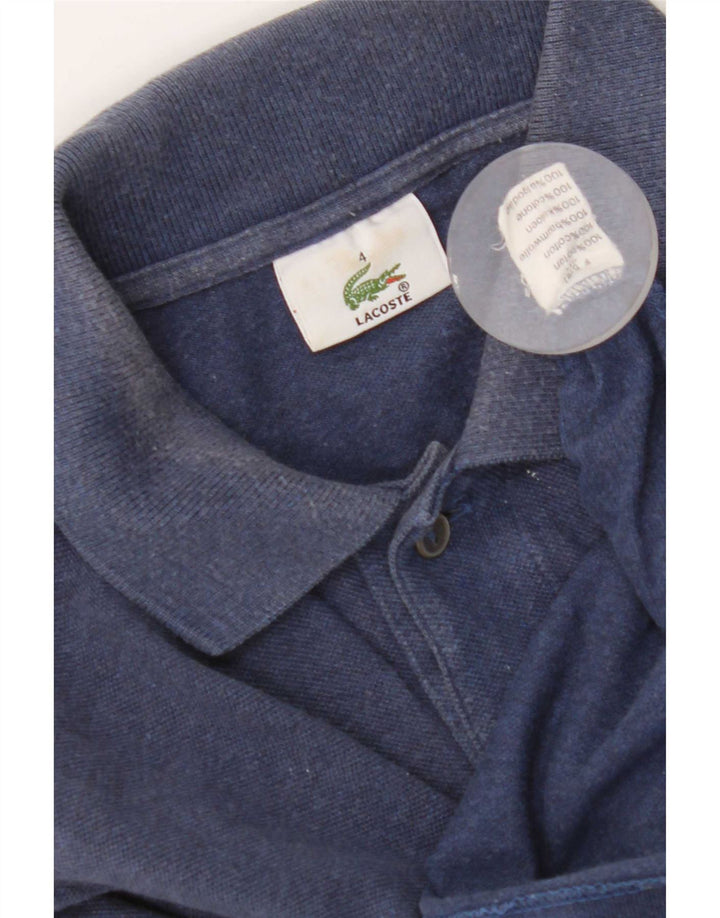 Lacoste Herren-Langarm-Poloshirt, Größe 4, mittelblaue Baumwolle