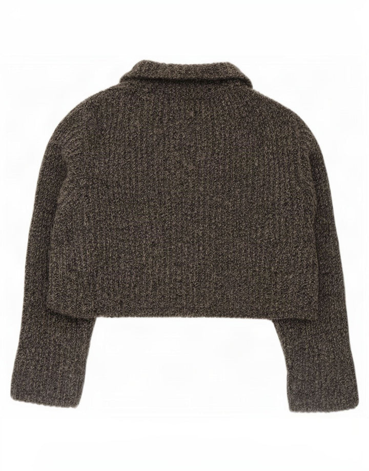 Marlboro Classics Damen Crop Cardigan Pullover UK 14 Mittelgrau meliert