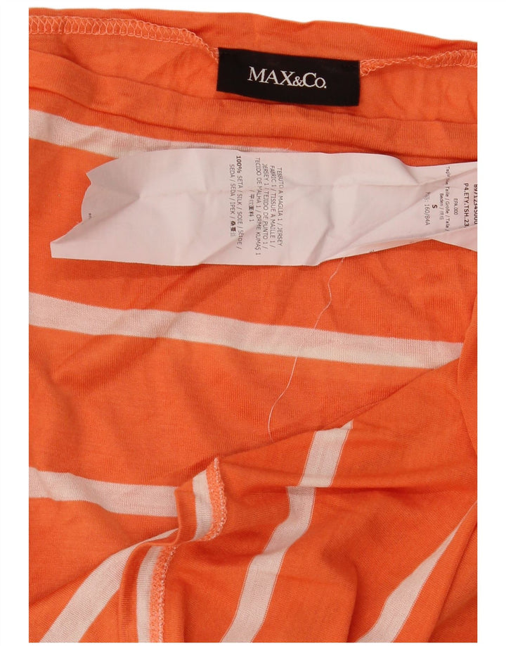 Max & Co. Damen-Oberteil mit 3/4-Ärmeln, Größe S, Orange, gestreift, Seide