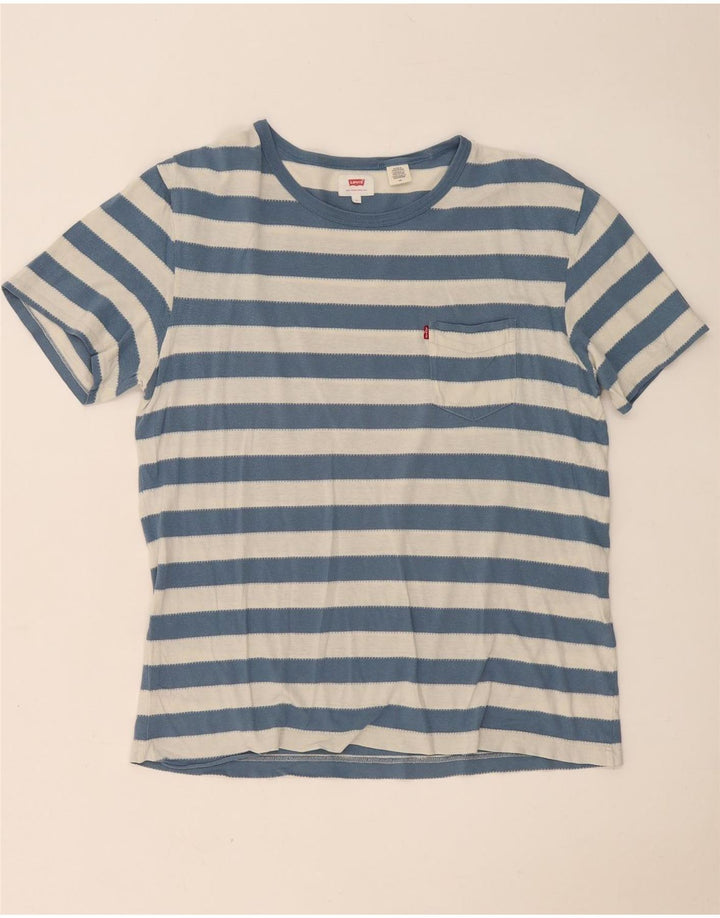 Levi's Herren-T-Shirt-Oberteil, groß, blau gestreift