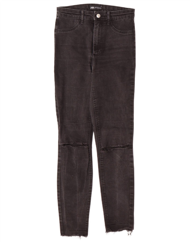 Zara Damen Distressed Skinny Jeans EU 36 XS W26 L27 Schwarz Modern