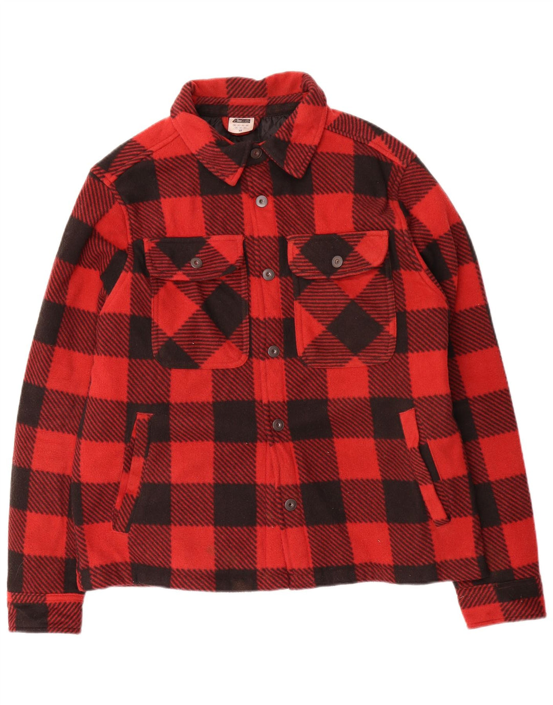 Vintage Herren Fleece Bomberjacke EU 50 Großes rot kariertes Polyester