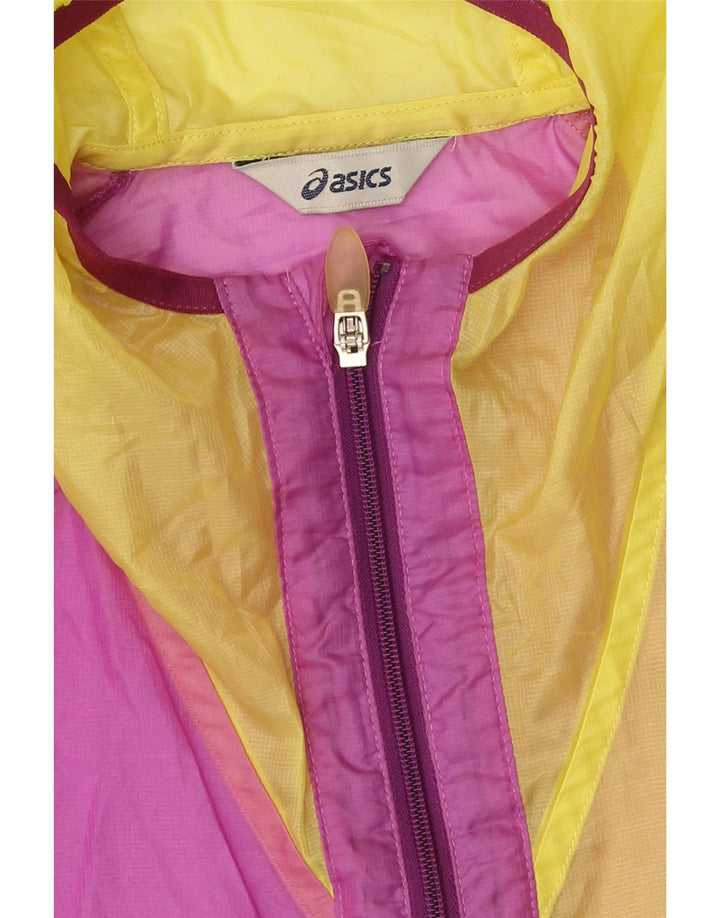 Asics Damen-Regenjacke mit Kapuze, UK 16, groß, mehrfarbig, Farbblock