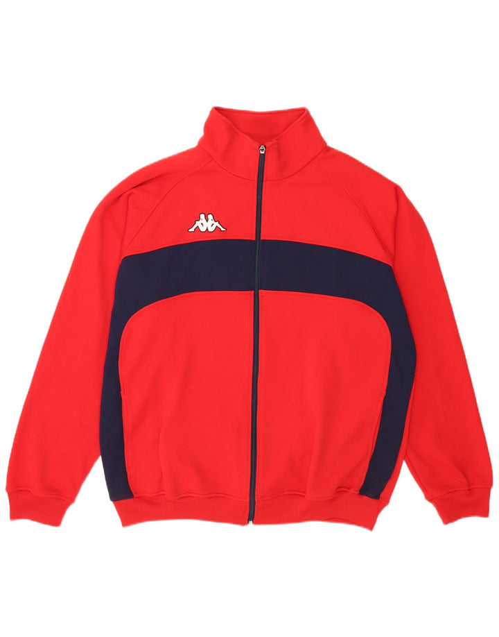 Kappa Herren-Trainingsanzug-Oberteil, Jacke, 2XL, rotes Farbblock-Polyester