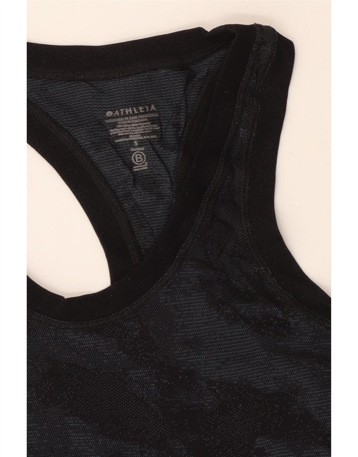 ATHLETA Damen Weste Top UK 8 Small Schwarz Camouflage Nylon