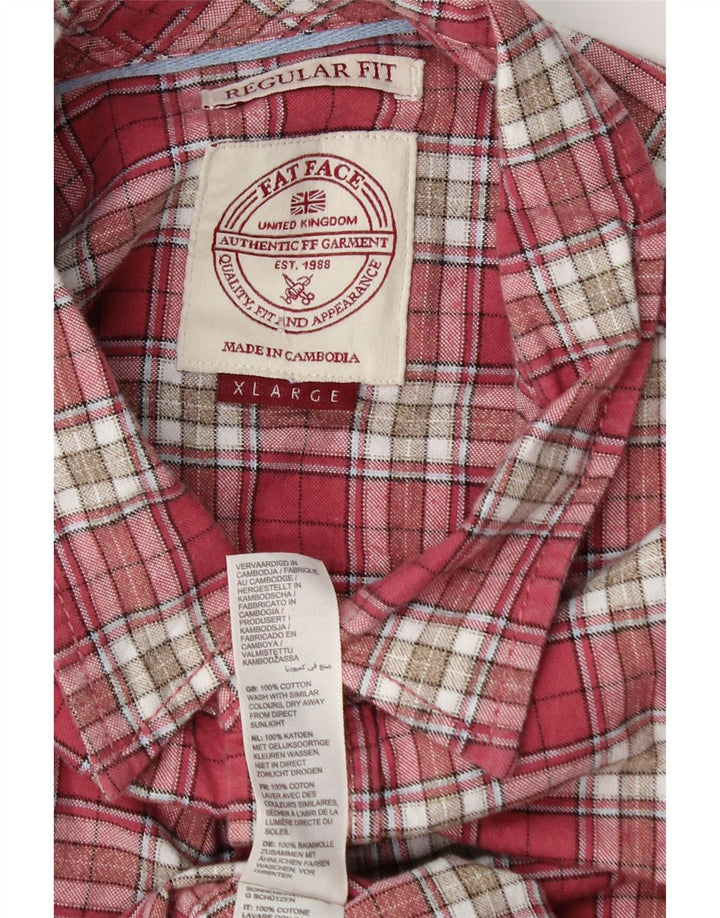 Fat Face Herren-Hemd mit normaler Passform, XL, rot kariert, Baumwolle