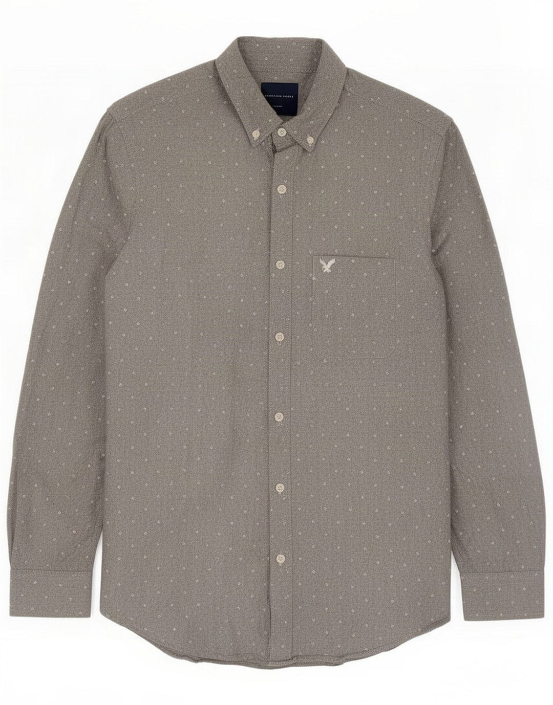 American Eagle Herren-Slim-Fit-Hemd, mittelgrau gefleckte Baumwolle
