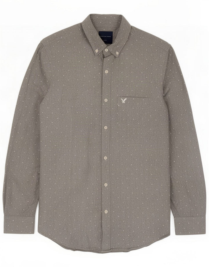 American Eagle Herren-Slim-Fit-Hemd, mittelgrau gefleckte Baumwolle