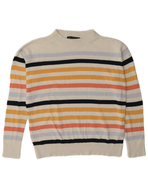 Marks & Spencer Damen-Pullover mit Rundhalsausschnitt, Gr. 6, XS, gebrochenes Weiß, gestreift