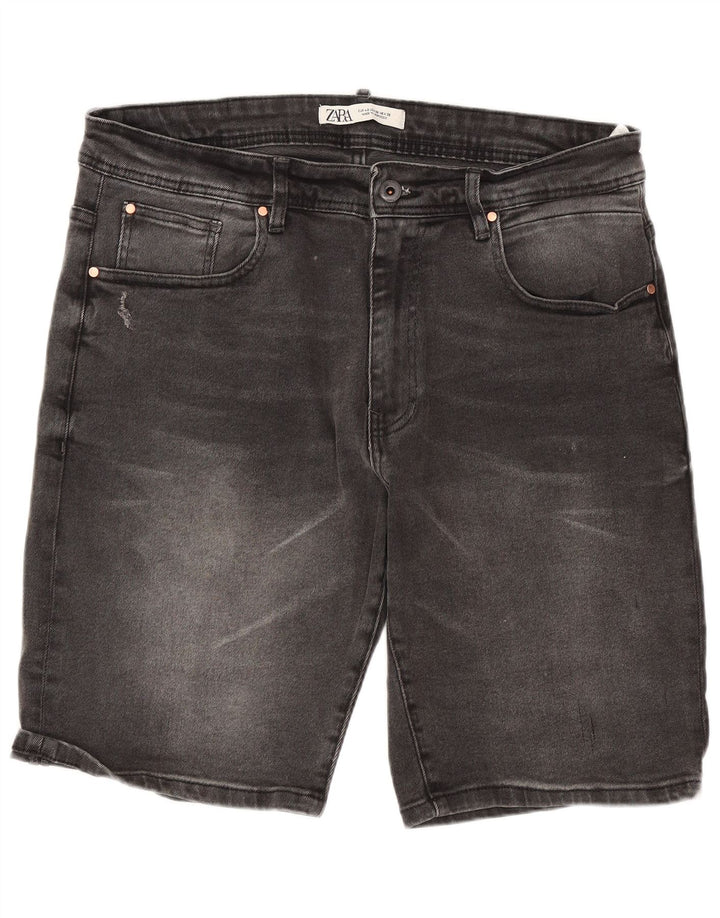 ZARA Herren Jeansshorts EU 46 XL W36 Graue Baumwolle