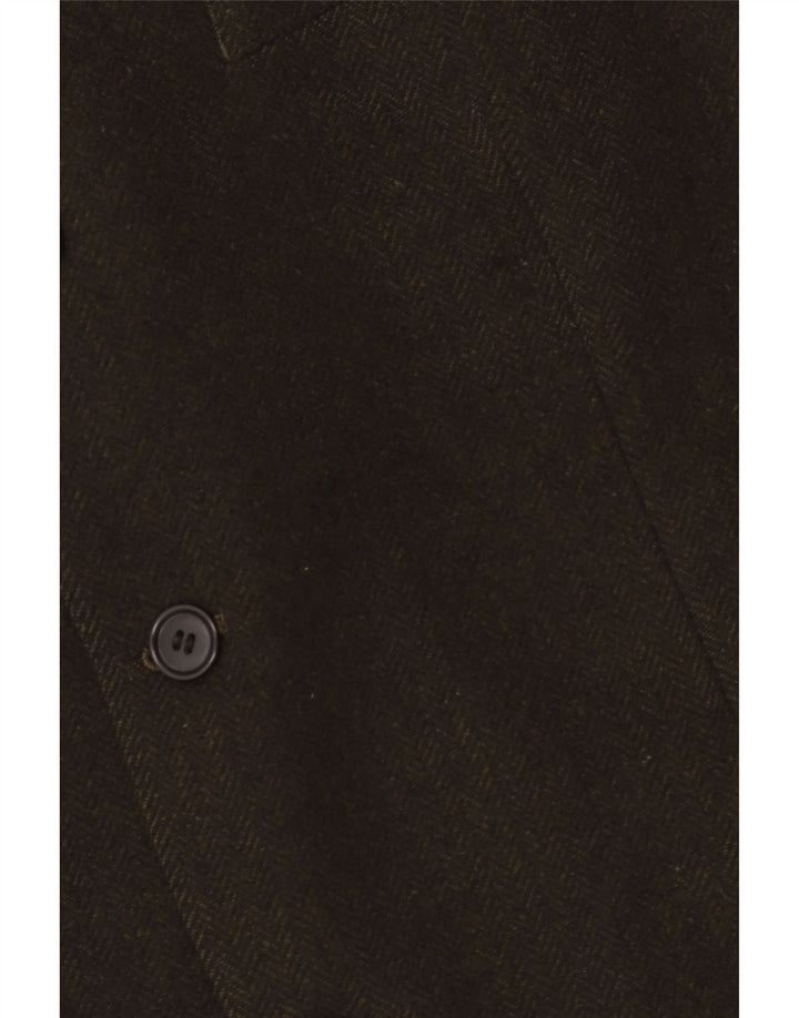 Vintage Herren 3-Knopf-Blazerjacke IT 54 2XL Khaki Herringbone Kaschmir