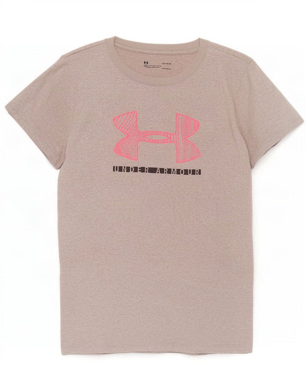 Under Armour Damen Heat Gear Graphic T-Shirt Top UK 16 Large Grau