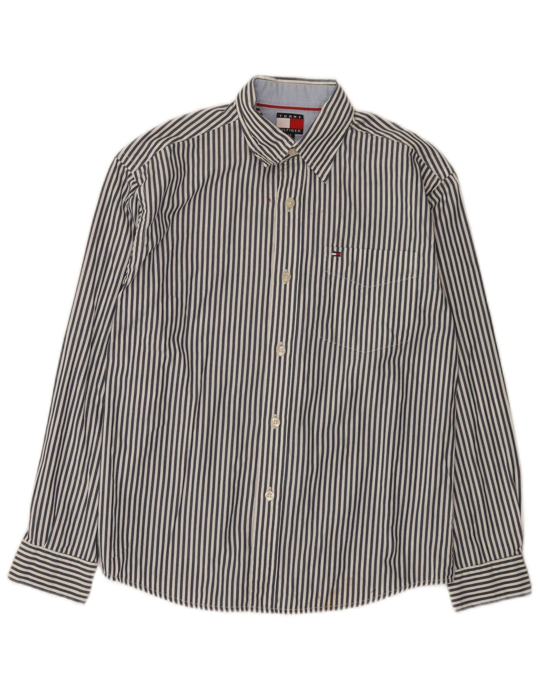 Tommy Hilfiger Hemd für Jungen, 11–12 Jahre, mittelblau, gestreift, Baumwolle