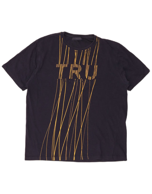 Trussardi Herren-T-Shirt mit Grafik, XL, Marineblau, Baumwolle
