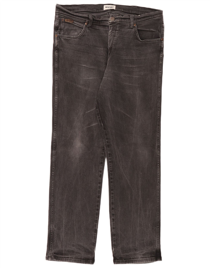 Wrangler Herren Texas Stretch Straight Jeans W38 L32 Graue Baumwolle