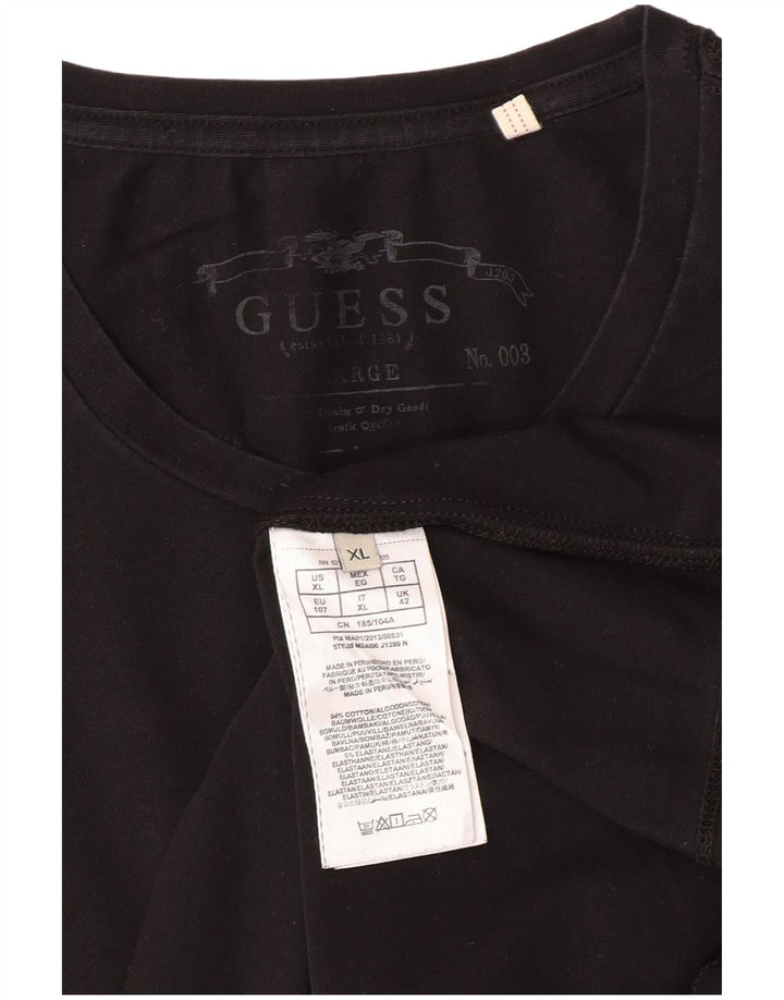 GUESS Herren Top Langarm XL Schwarz Baumwolle