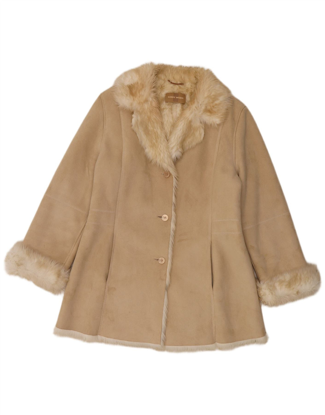 Gerry Weber Damen Übergroßer Sherpa-Mantel UK 12 Medium Beige Polyester
