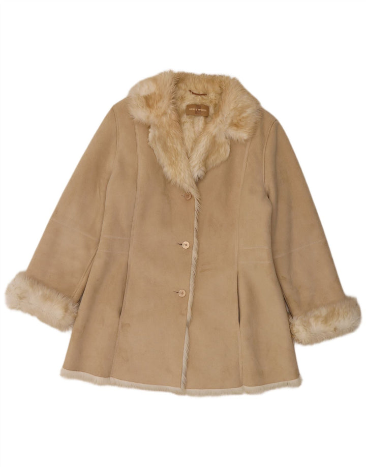 Gerry Weber Damen Übergroßer Sherpa-Mantel UK 12 Medium Beige Polyester