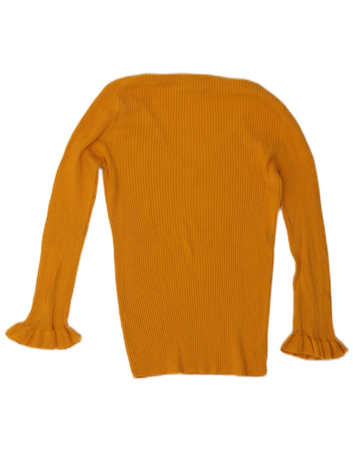 Massimo Dutti Damen-Oberteil mit 3/4-Ärmeln, langärmlig, UK-Größe 10, Größe S, gelbe Seide