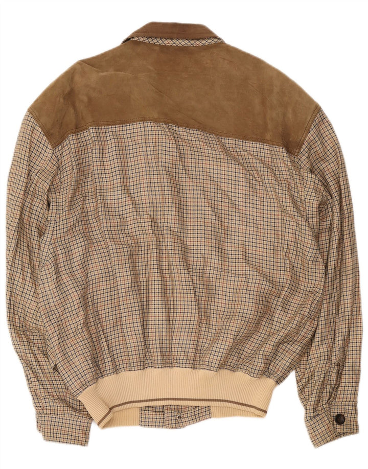 Breco's Herren Bomberjacke IT 52 XL Braune Hahnentritt-Baumwolle
