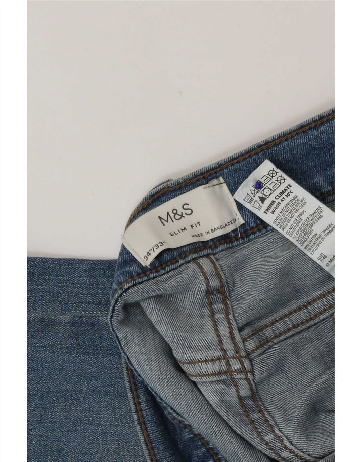 Marks & Spencer Herren Slim Jeans W34 L33 Blaue Baumwolle