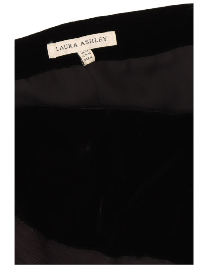 LAURA ASHLEY Damen Samt-Korsett-Top UK 14 Mittelschwarze Viskose