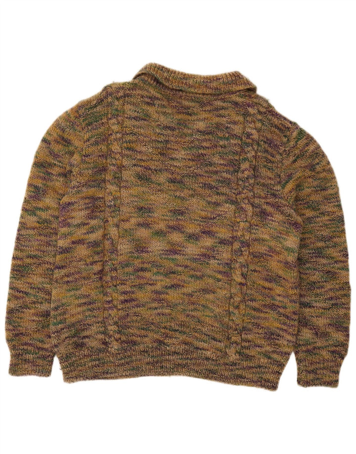 Vintage Herren Rollkragenpullover Mittelgrün gefleckt