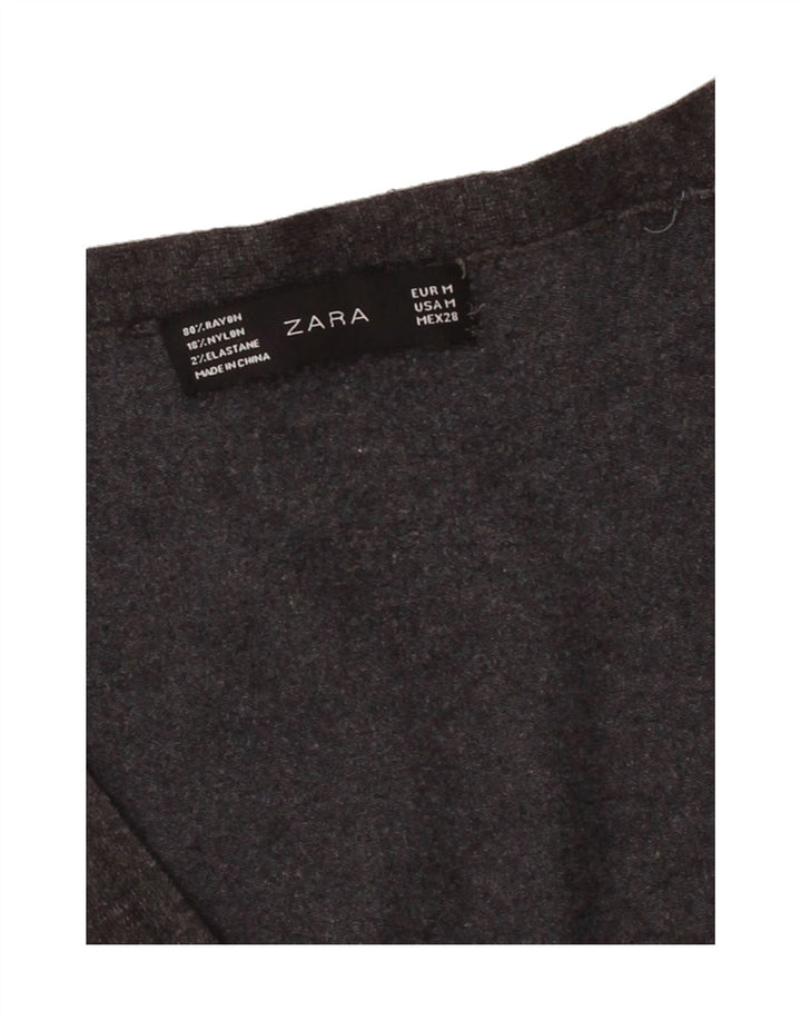 ZARA Womens Cardigan Sweater UK 12 Medium Grey Rayon Vintage Zara and Second-Hand Zara from Messina Hembry 