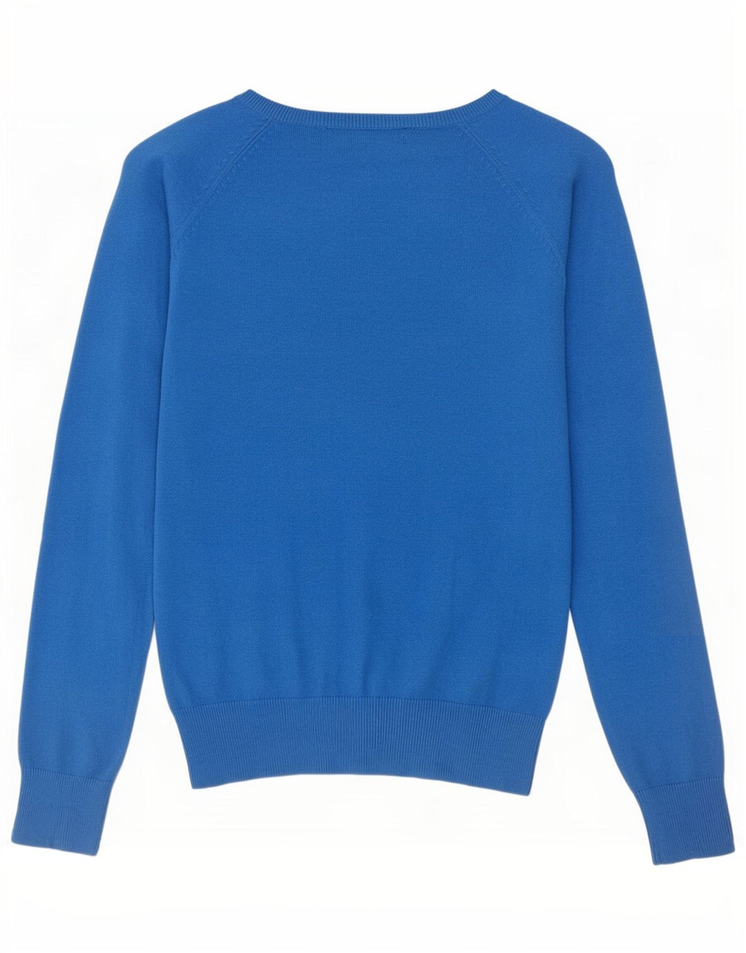 Zara Damen-Pullover mit V-Ausschnitt, UK 12, mittelblaue Baumwolle