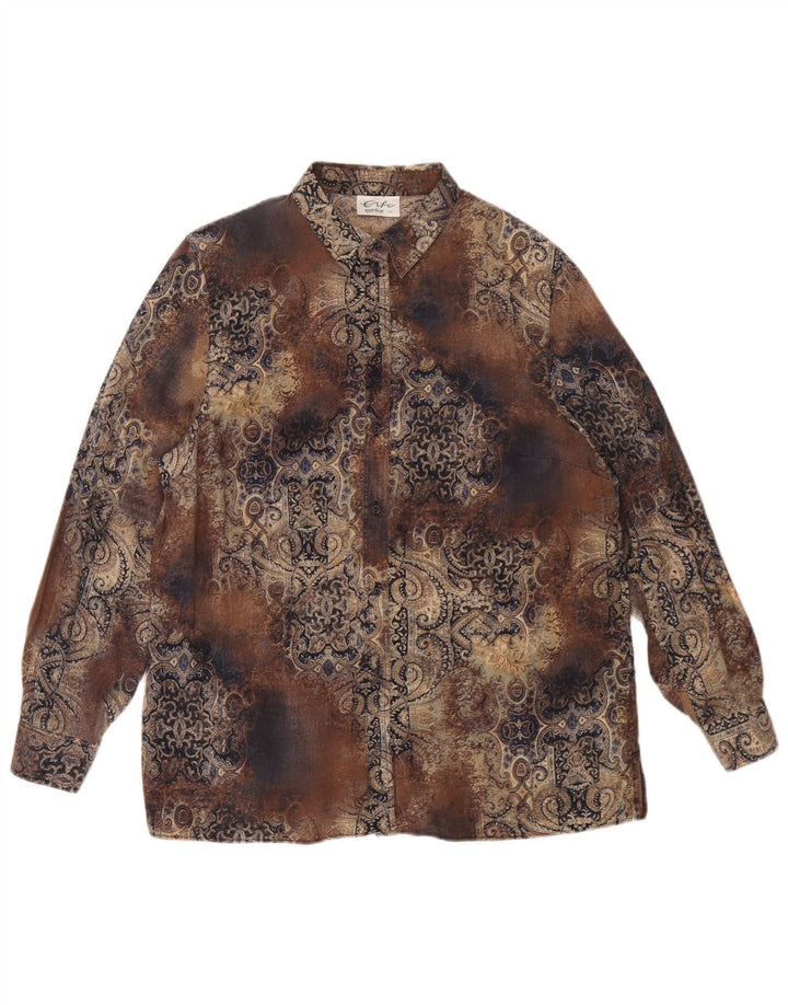 Vintage Damen Übergroßes Hemd IT 44 Mittelbraun Paisley Tencel