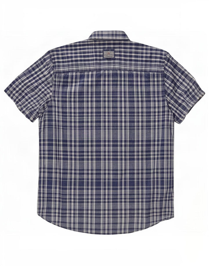 Tommy Hilfiger Herren-Kurzarmhemd, mittelblau, kariert, Baumwolle