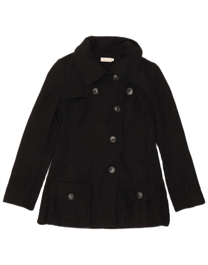Topshop Damen Trenchcoat UK 6 XS Schwarze Wolle
