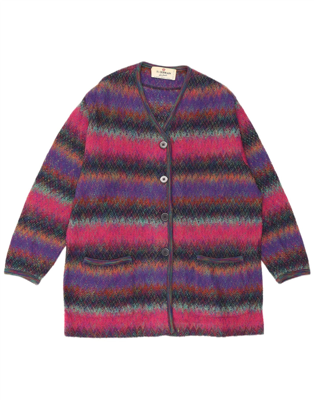 ST. GERMAIN Damen Longline-Cardigan-Pullover IT 44 Medium Mehrfarbig