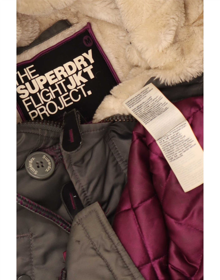 Superdry Herren-Parka mit Kapuze, UK 38, mittelgraues Nylon