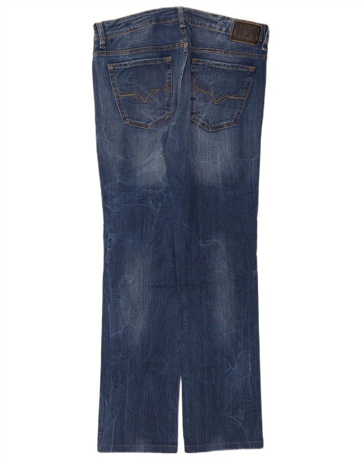 Guess Herren Straight Jeans W34 L32 Blaue Baumwolle