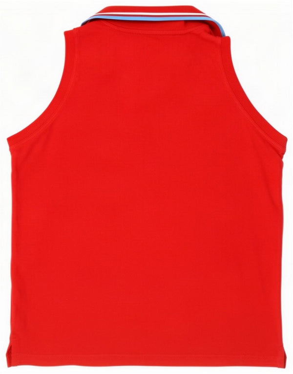Fred Perry Damen Ärmelloses Poloshirt UK 18 XL Rote Baumwolle