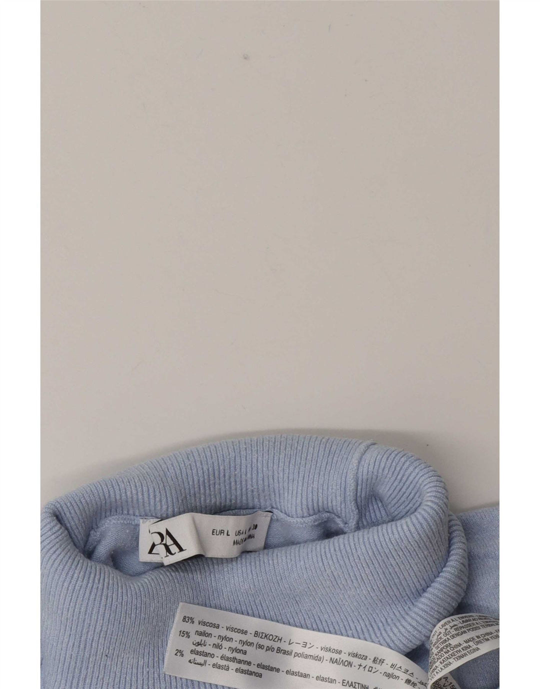Rollkragenpullover für Damen von Zara, Gr. 14, Größe L, blau, Viskose