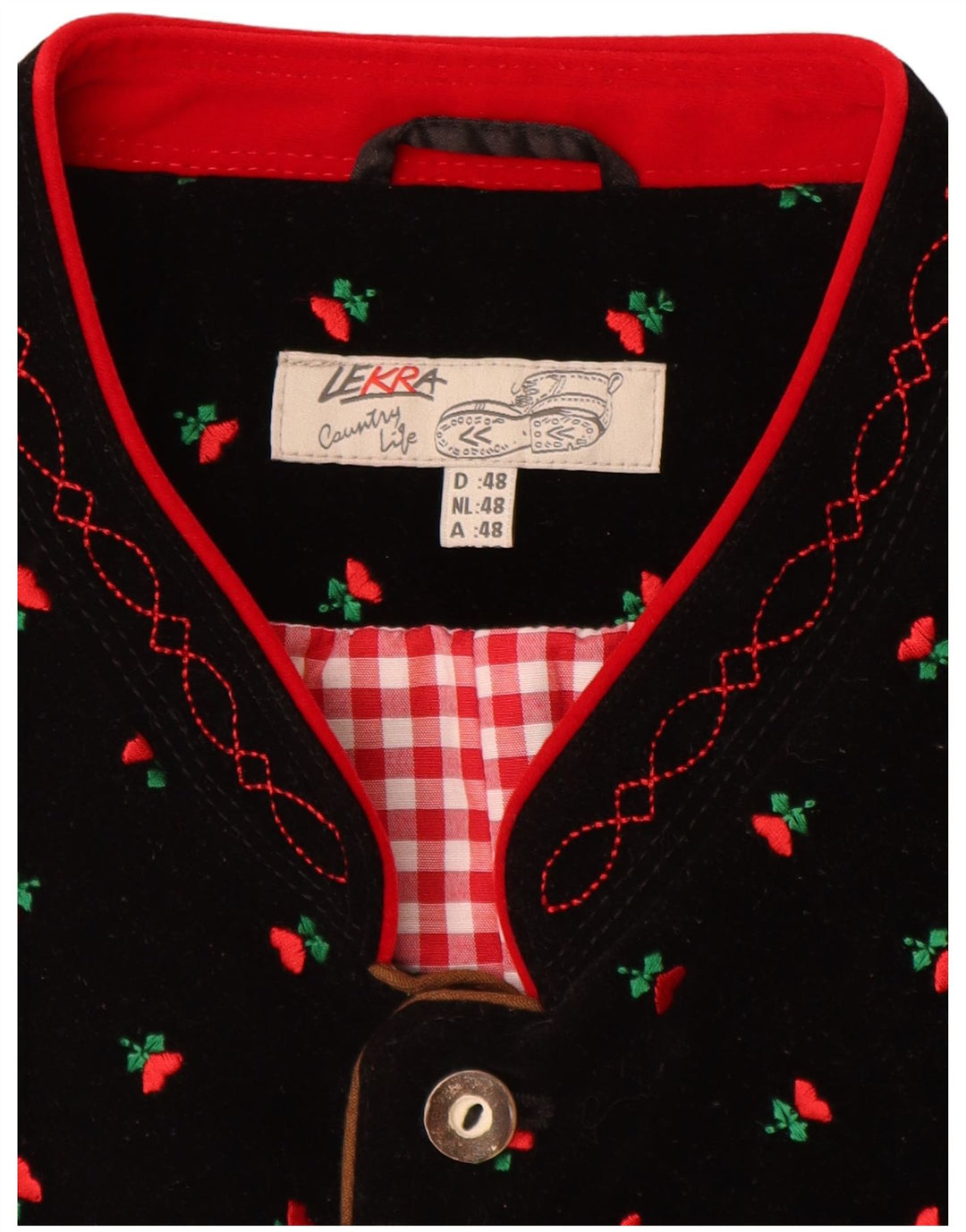 LEKRA Herren-Samtweste IT 48 Small Black Floral