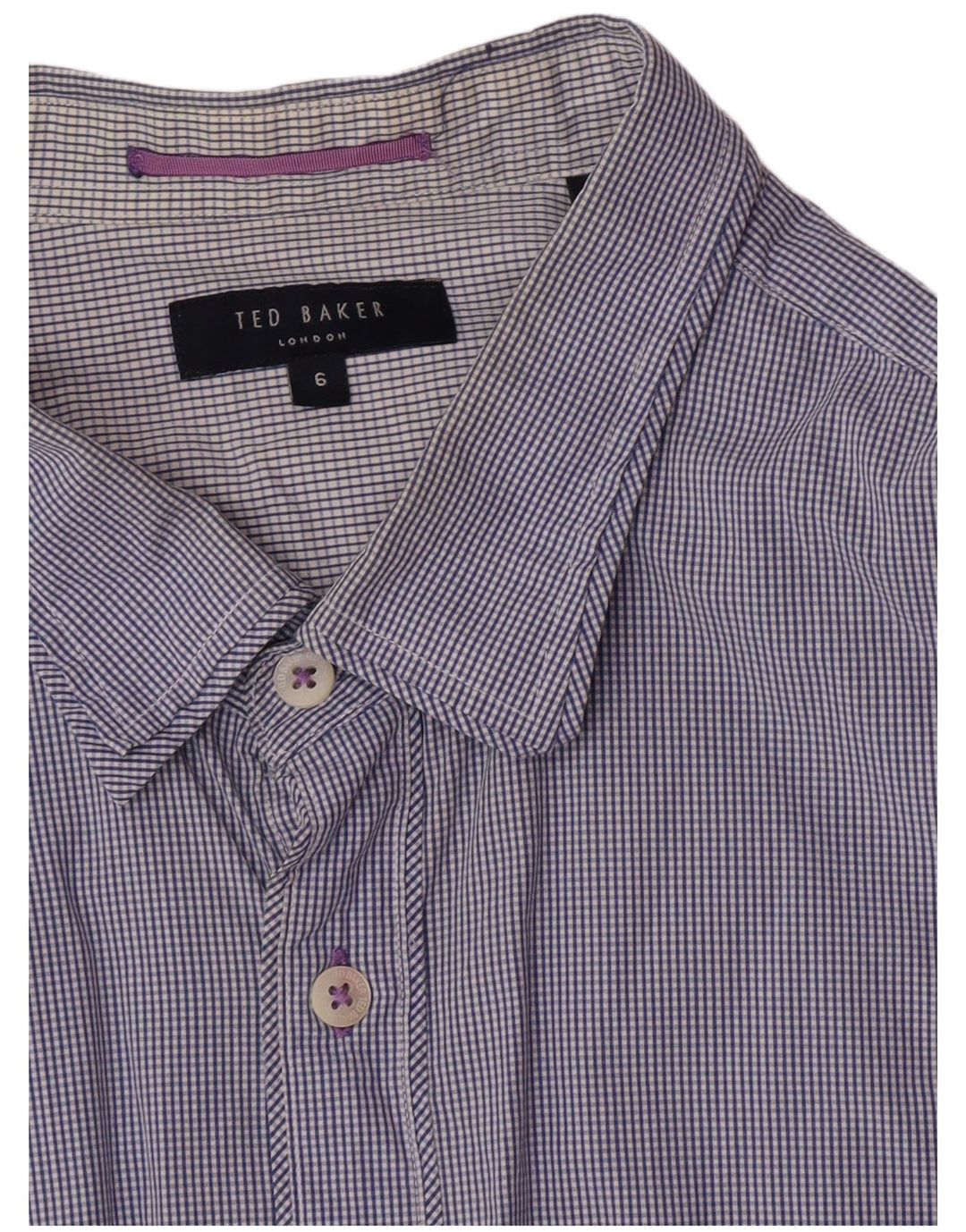 Ted Baker Herrenhemd Größe 6 2XL Marineblau kariert